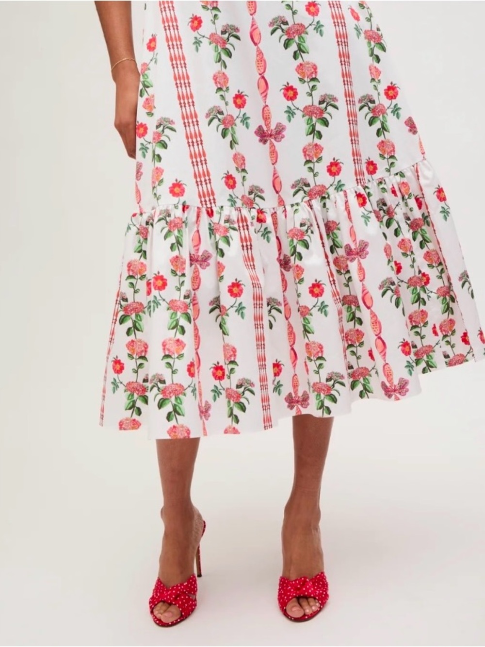 Hill House Pink and Green Floral Striped Midi Dress - Picture 3 of 16